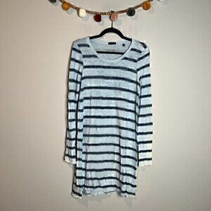 ATM Cotton striped acid wash long sleeve t-shirt tunic dress